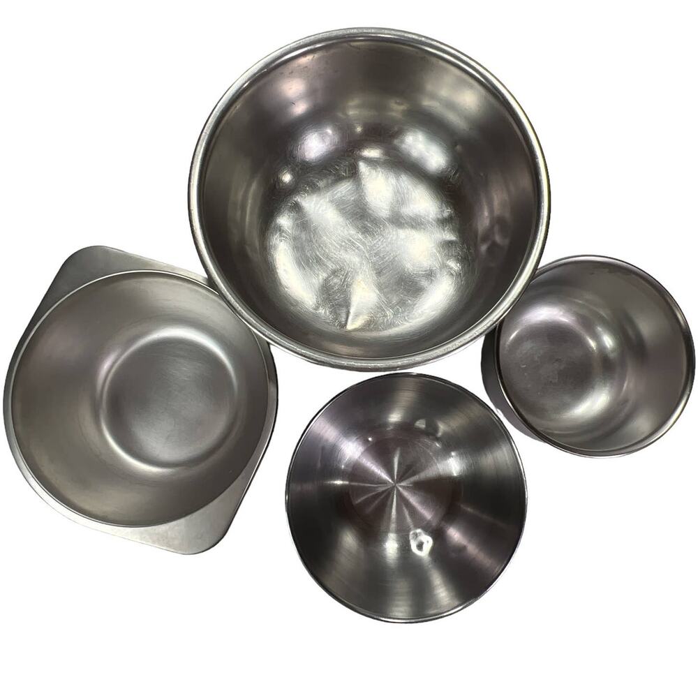 Stainless Steel Kitchen Bowls Mismatched Set of Three and 1 Double Boiler Insert